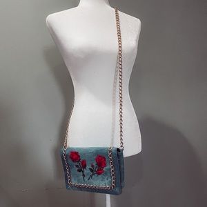 Denim Crossbody bag with roses